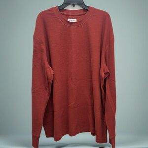 Goodfellow & Co Long Sleeve Waffle Knit Top (Rust, Size XXL